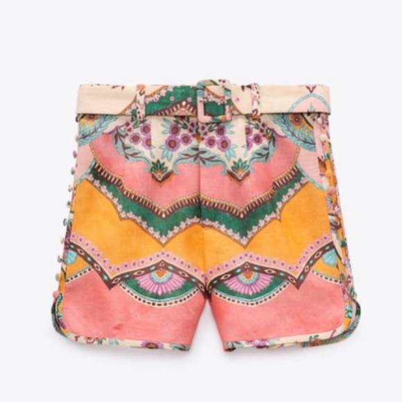 Zara linen blend printed shorts🏷💗💚 - Picture 6 of 9